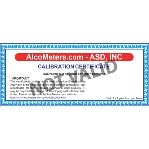 AlcoMate AccuCell AL9000 Breathalyzer Calibration Certificate